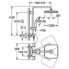 Душова система термостатична Grohe QuickFix Vitalio Start System 250 Cube 26697000, фото 3