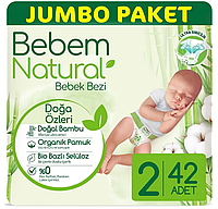 Підгузки одноразові дитячі BeBem Natural mini 2 3-6кг 42 шт.