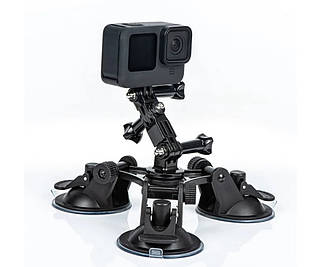 Автомобільна присоска для GoPro 11/10/9/Insta360 One X2/X та інших екшн камер потрійна STARTRC 1110789
