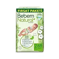 Підгузки одноразові дитячі BeBem Natural mini 2 3-6кг 68шт.