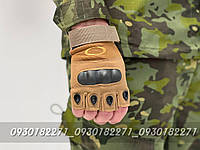 Тактические военные беспалые перчатки с накладкой койот