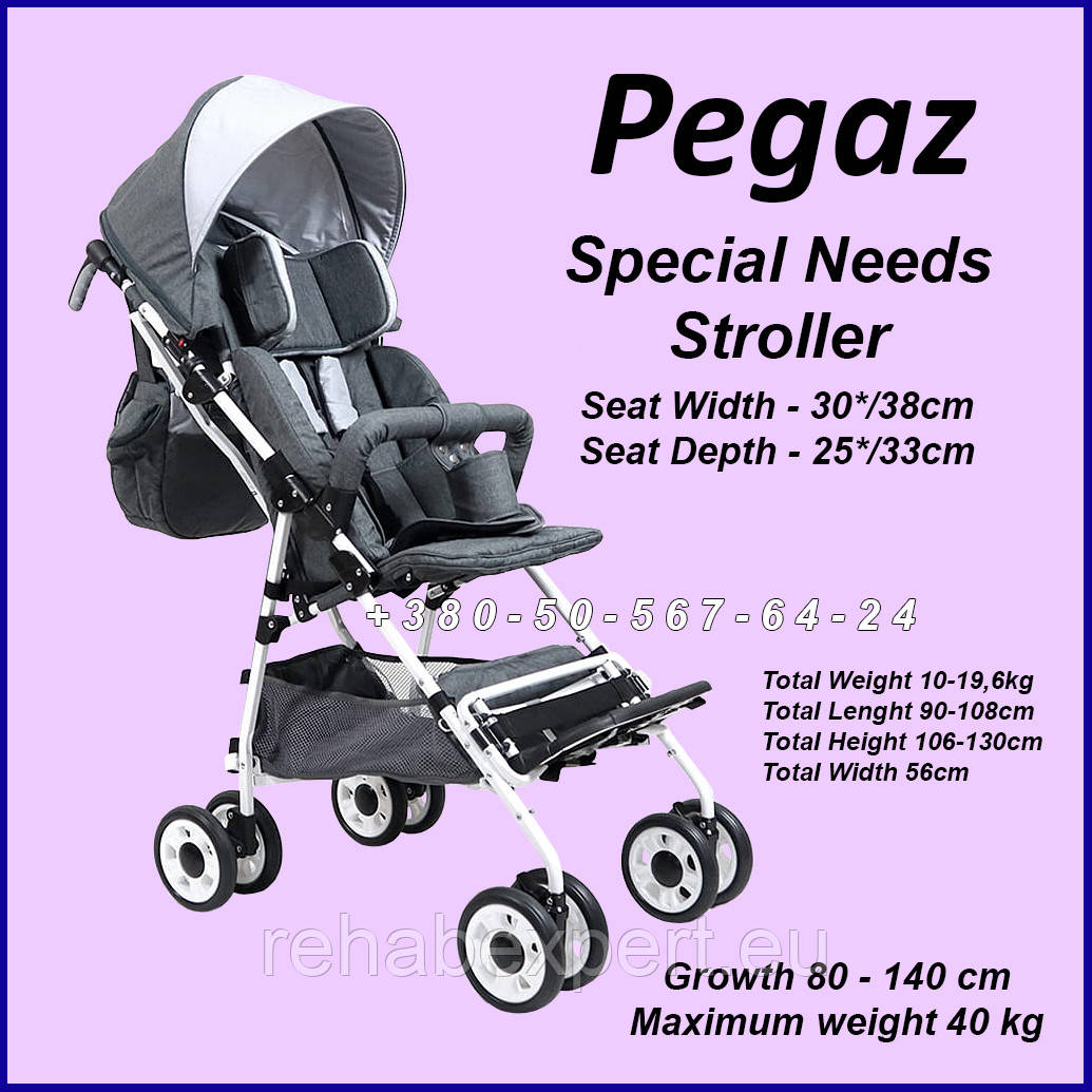 Спеціальна Інвалідна прогулянкова коляска для дітей з ДЦП Pegaz Special Needs Stroller