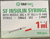 Шприц инсулиновый SF Medical Products U 40 (1 мл), 30G*1/2(03*13) мм