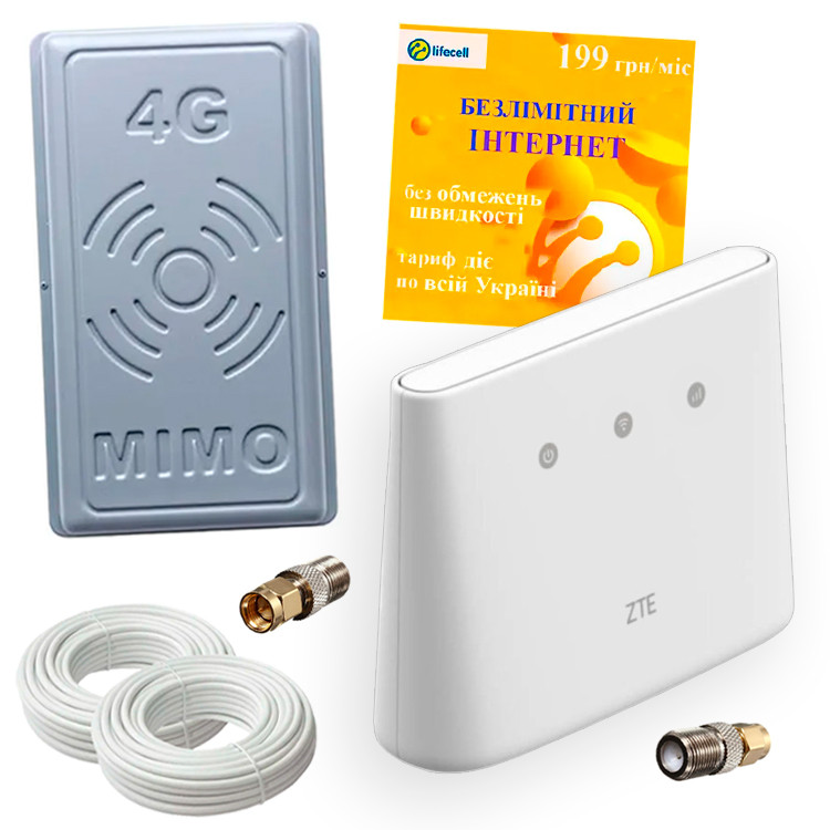 4G Wi-Fi роутер ZTE MF-293(N) + 4G Антена Прямокутник МIМО (17ДБ)