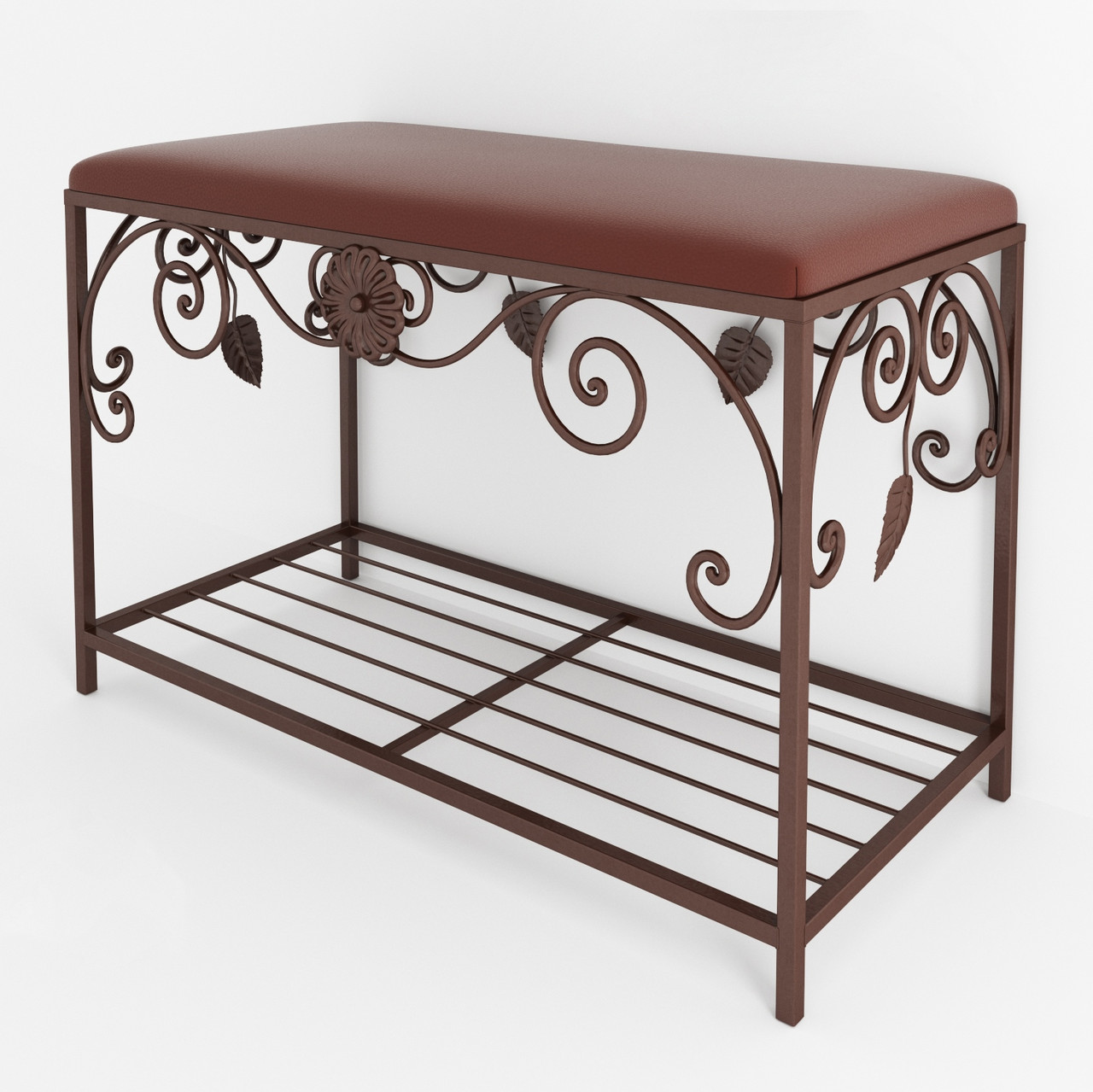 Пуф банкетка металева з полицею для взуття в передпокій, коридор Річмонд 80 см Тенеро, фото 1