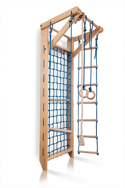 Гладиаторская сетка c турником Sport 8 - 240 дерево сосна цвет натуральный, 80х220 см (ТМ SportBaby)