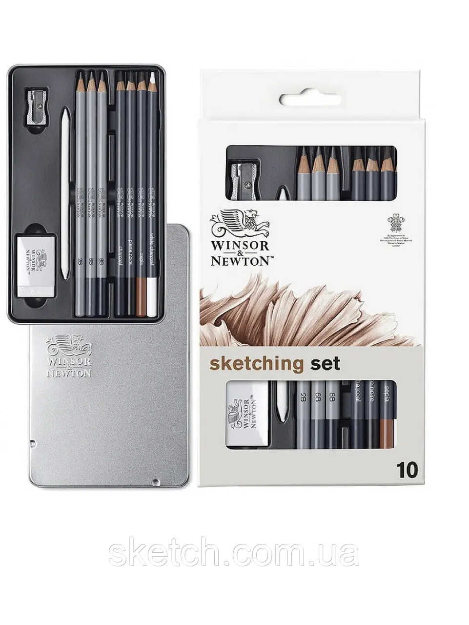 Набір графічних матеріалів Collection Sketching Pencil Set, Winsor&Newton,10 предметів, метал