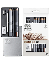 Набір графічних матеріалів Collection Sketching Pencil Set, Winsor&Newton,10 предметів, метал