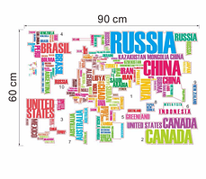 Наклейка на стіну в офіс Карта світу словами (лист 60 х 90 см) Б228, фото 3
