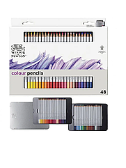 Набір кольорових олівців Colection Coloured Pensil, Winsor&Newton, 48 кольорів, метал