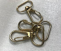 Карабин крючок для сумок металлический литой 20 мм (100 шт) золото