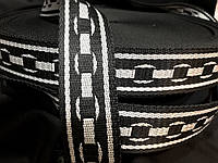 Тасьма сумочная 4 см ланцюжок (50 м) чорно біла
