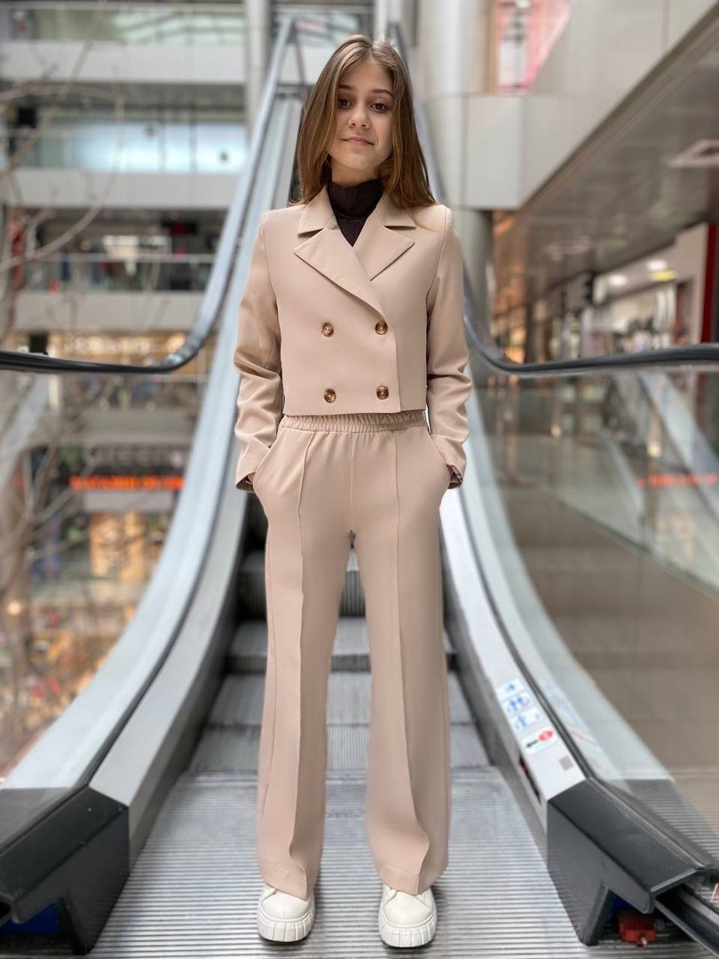 Костюм дитячий для дівчинки двійка креп костюмка Трейсі | на ріст 134-160р.