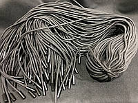 Шнурки круглый 6мм с наполнителем металлическим наконечником черным цилиндром (длинна 1.25 м)