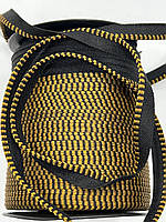 Кант тканевый (полиэстер) 100 м черный с желтым