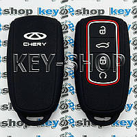 Чехол (силиконовый) для смарт ключа CHERY (Чери) 4 кнопки (черный)
