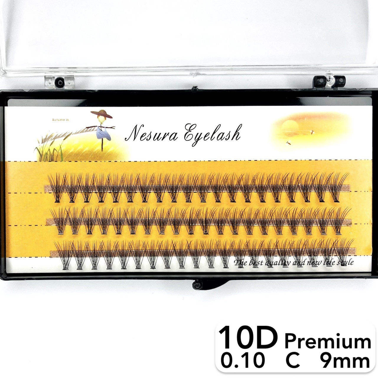 Накладні пучкові вії Nesura Eyelash Premium 10D, 0,10, C, 9 мм, 60 пучків Несура