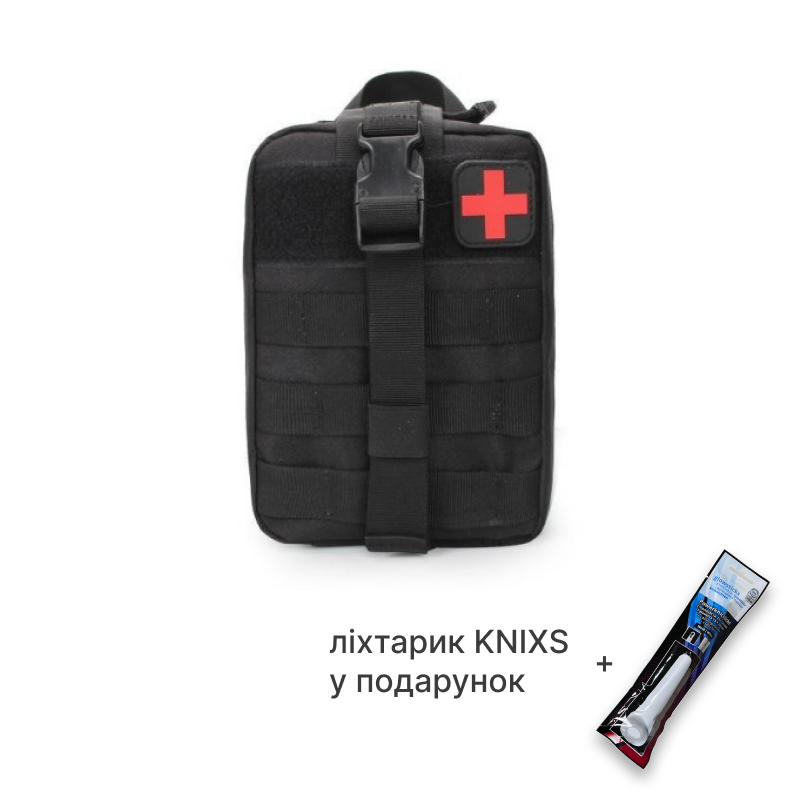 Тактичний підсумок для аптечки IFAK Black + ліхтарик KNIXS у подарунок