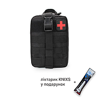 Тактический подсумок для аптечки IFAK Black + фонарик KNIXS в подарок