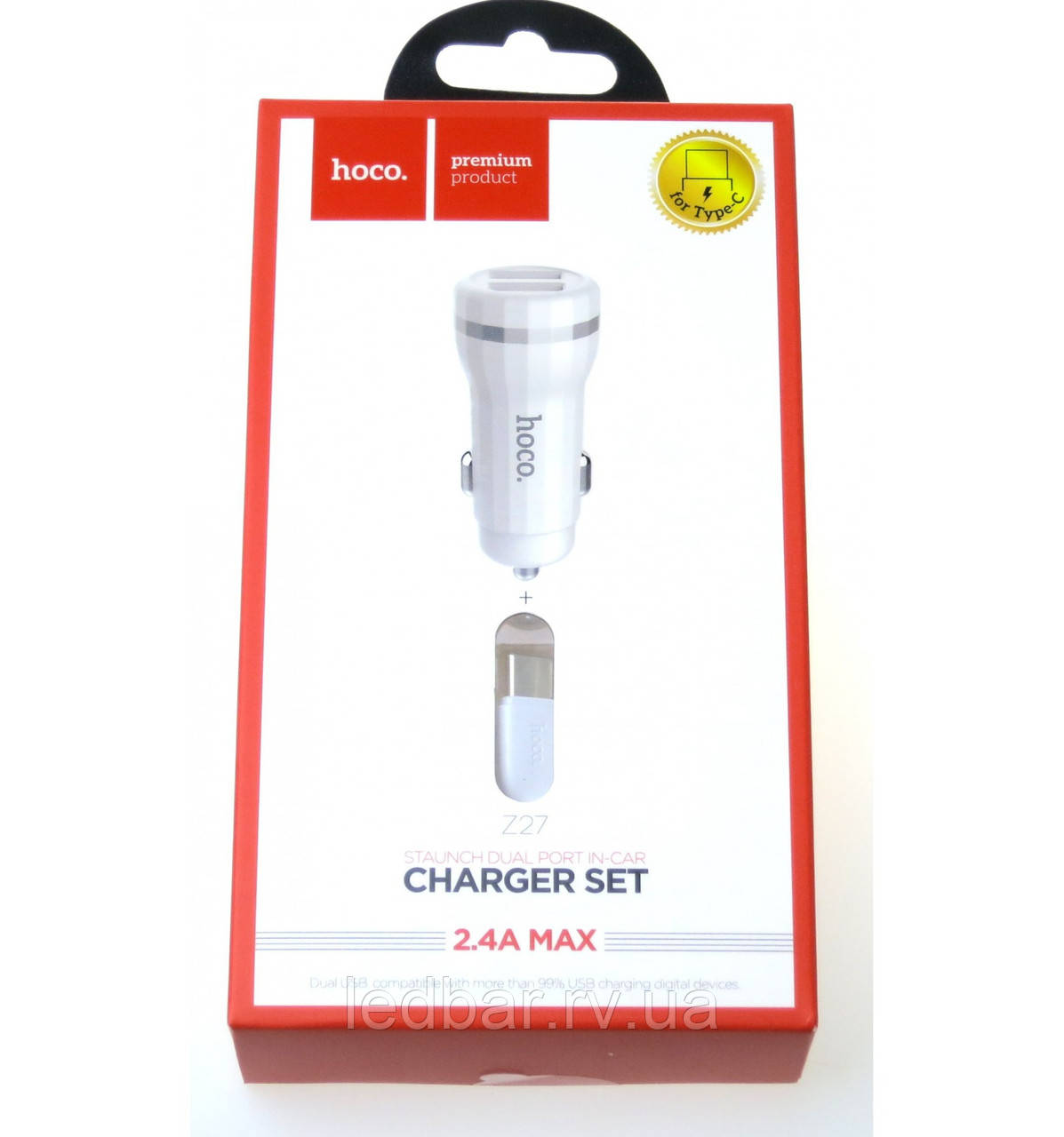 Зарядка hoco 2 usb 2.4a  + usb type-c, фото 1