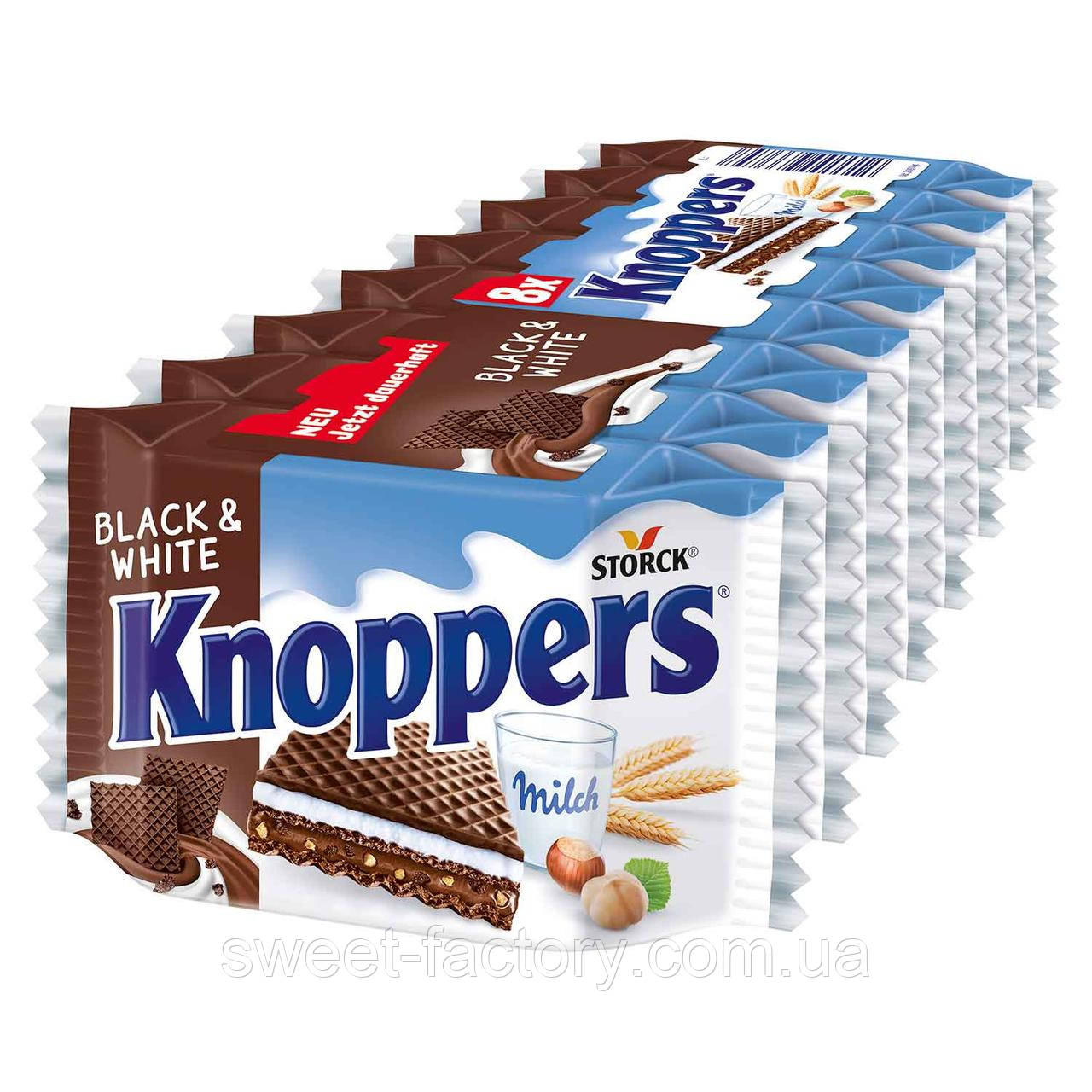 Вафлі Knoppers Black & White 8s 200g, фото 1