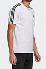 Чоловіча футболка Adidas біла зі смугами спортивна Адідас із лампасами, фото 5