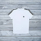 Чоловіча футболка Adidas біла зі смугами спортивна Адідас із лампасами, фото 6