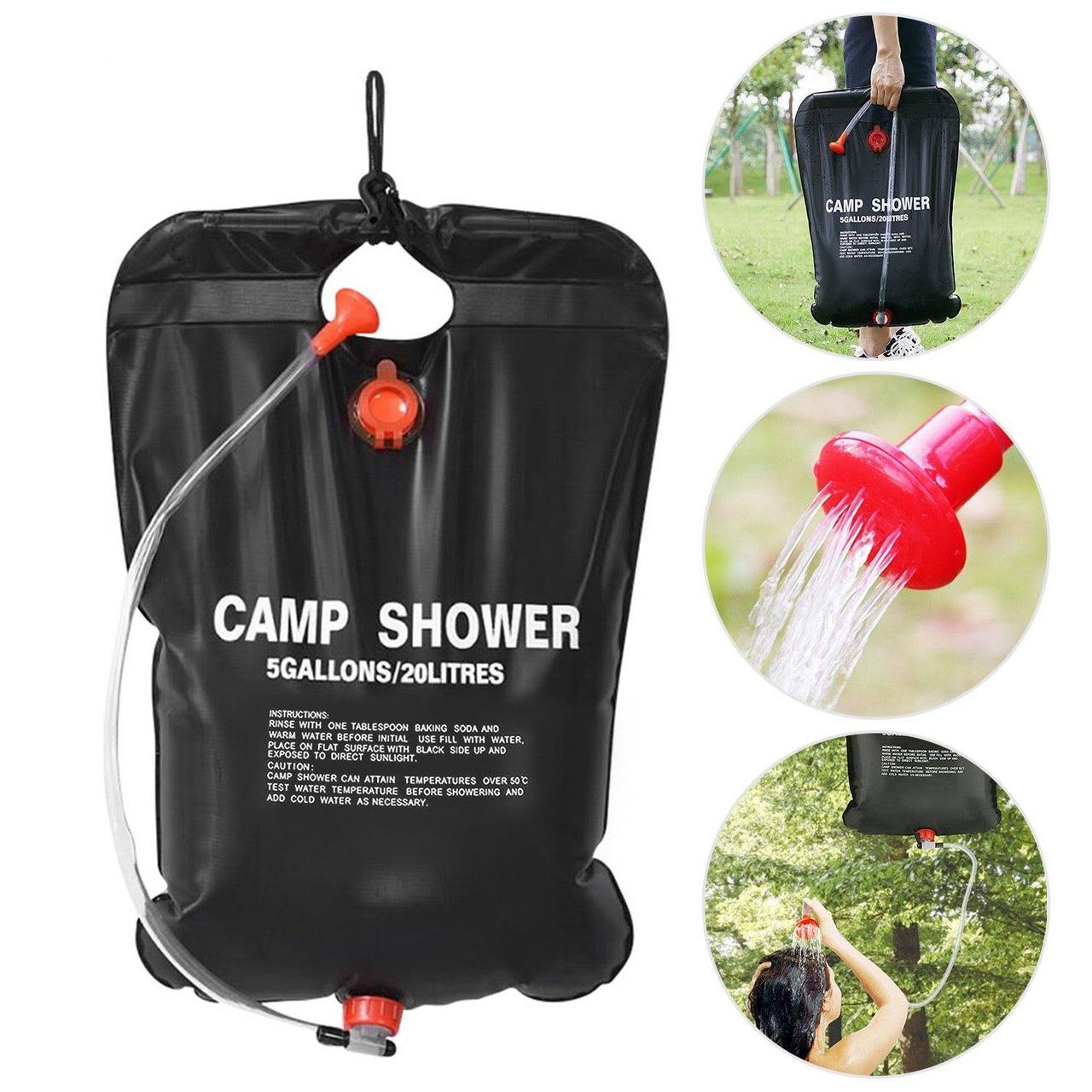 Душ туристичний похідний 20 л для кемпінгу переносний дачний Camp Shower із сонячним підігрівом, фото 1
