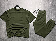 Літній чоловічий спортивний костюм зелений. Чоловічий комплект літній футболка+штани Туреччина