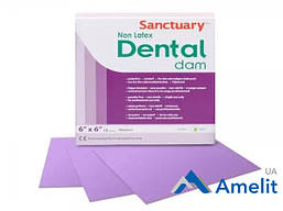 Хустки для коффердаму без латексу Dental Dams, пурпурні, з ароматом м'яти (Sanctuary), 15 шт./пак.