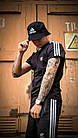 Чоловіча футболка Adidas чорна зі смугами спортивна Адідас із лампасами, фото 5
