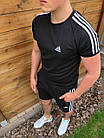 Чоловіча футболка Adidas чорна зі смугами Адідас із лампасами, фото 4