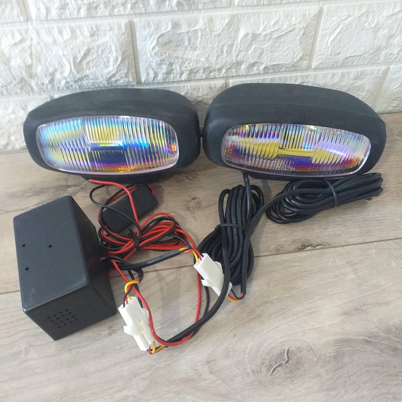 Стробоскопи Flash Light 81010 DC — 12 V 2 шт./1уп Мигалка для позначення спецтранспорту Синій (KG-8351)