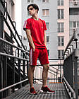 Чоловічий літній костюм Adidas Футболка + Шорти + Кепка в подарунок Адідас червоний, фото 5