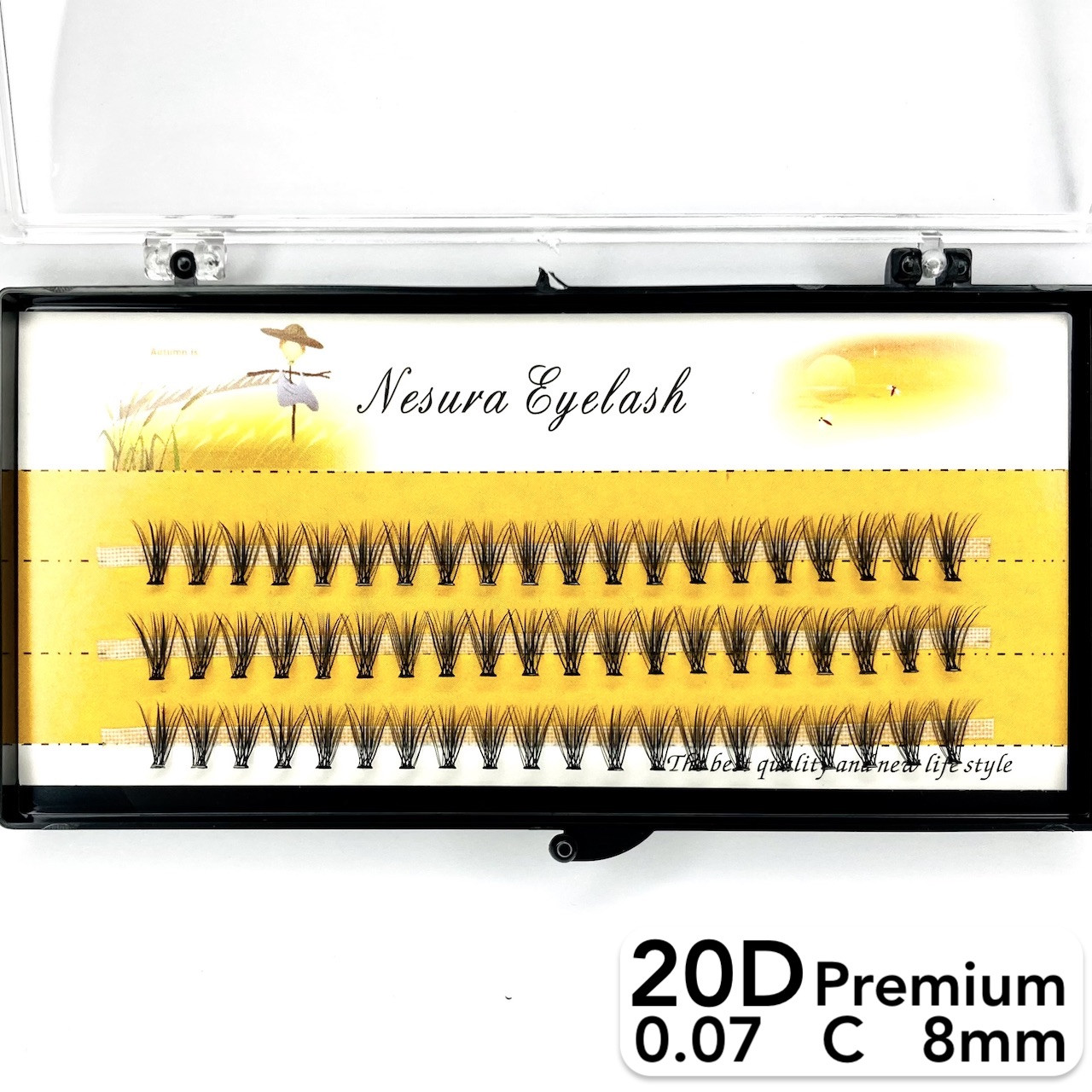 Накладні пучкові вії Nesura Eyelash Premium 20D, 0,07, C, 8 мм, 60 пучків Несура