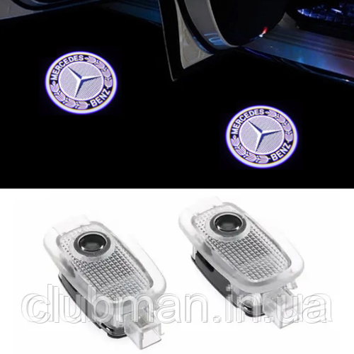 Проєктор підсвітка логотипа для дверей Mercedes-Benz (Мерседес) Повний логотип W169, W245, W204, C216, C208, C207, W221, C197
