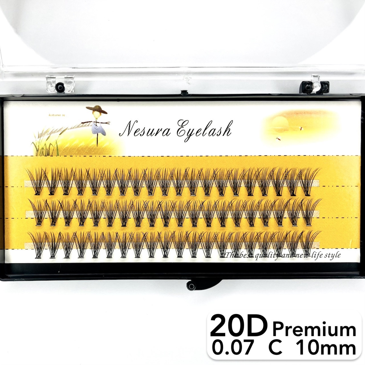 Накладні пучкові вії Nesura Eyelash Premium 20D, 0,07, C, 10 мм, 60 пучків Несура