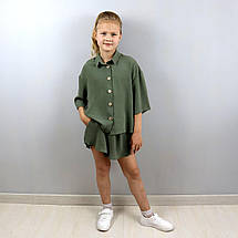 2141хакі Літній костюм хакі для дівчинки 2-ка шорти сорочка BossKids розмір 170 см, фото 3