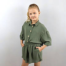 2141хакі Літній костюм хакі для дівчинки 2-ка шорти сорочка BossKids розмір 170 см, фото 5