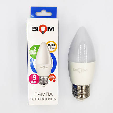 Світлодіодна лампа Biom свічка 9W E27 4500K BT-588 12230, фото 1