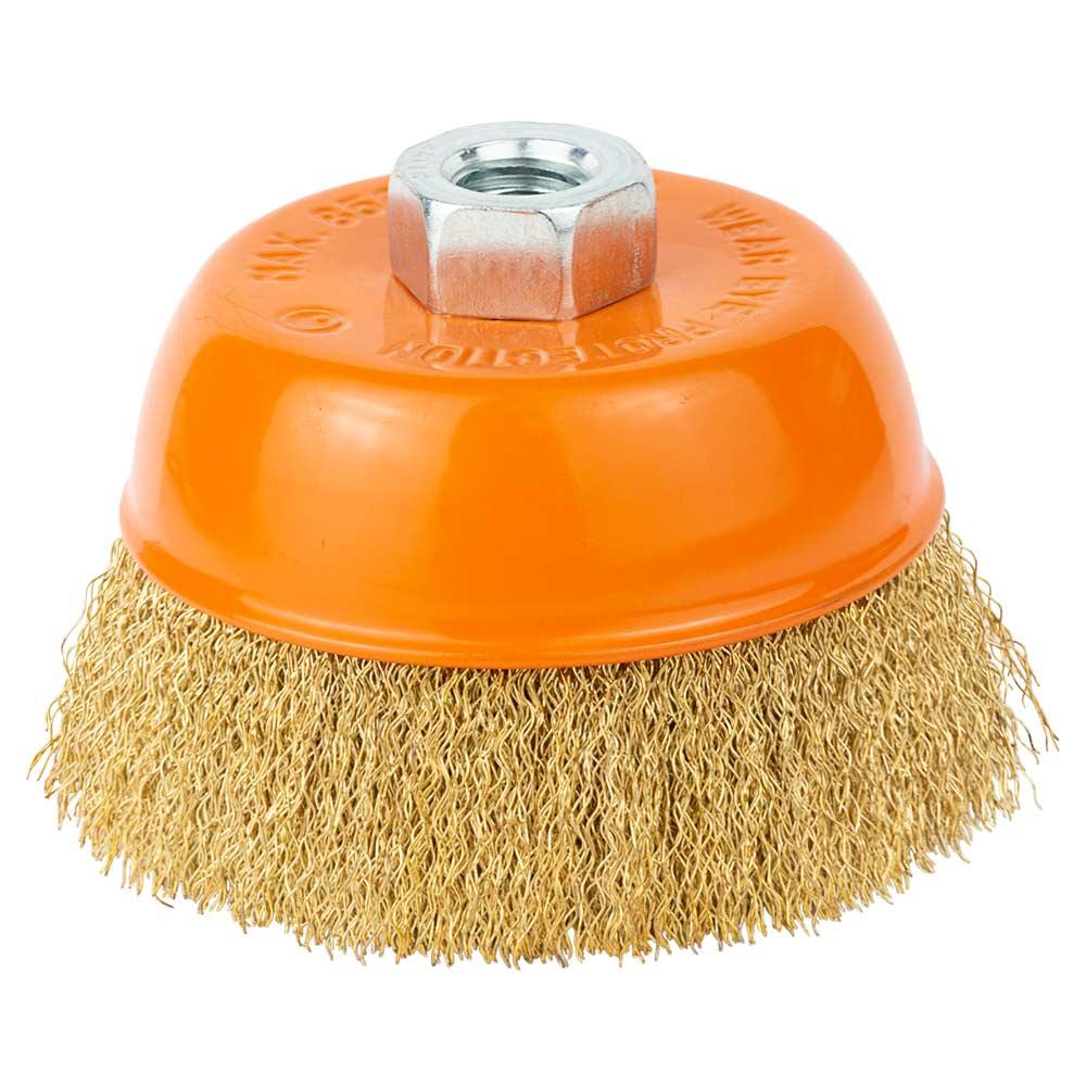 SIGMA Щітка для металу дротяна торцева (чашка) Ø 100 мм М14 × 2 мм (латунь) Grad, фото 1