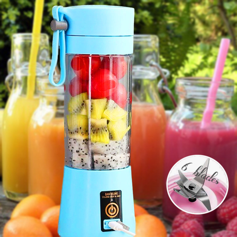 6 ножів Портативний фітнес блендер USB Smart Juice Cup Fruits blue