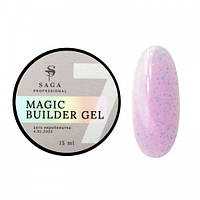 Гель для нарощування Saga Professional Magic Builder Gel 07 ніжний рожевий з пластівцями поталі 15 м