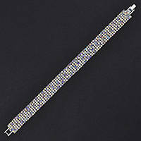 Браслет жіночий на руку сріблястої доріжки каменів 6 рядів довжина 19 см ширина 13 мм бензиновий відтінок