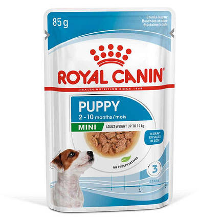 Royal Canin Mini Puppy Консервований корм для цуценят дрібних порід (шматочки в соусі) 85г, фото 1