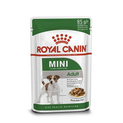 Royal Canin Mini Adult Консервований корм для собак дрібних порід (шматочки в соусі) 85г, фото 1