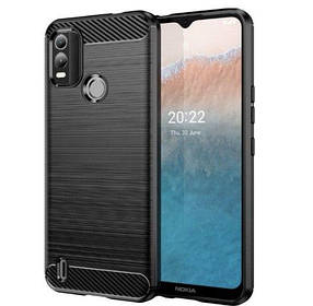 Чохол на Nokia C21 Plus накладка бампер Hoco Carbon силіконовий чорний