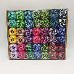 Набір ниток Ірис меланж 42 бавовняних мотка пряжа для в'язання та вишивки нитки в мотках