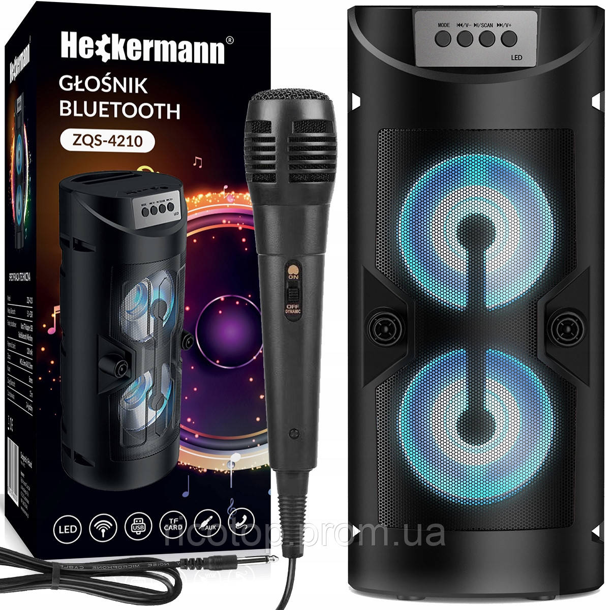 Портативна колонка Heckermann ZQS-4210 чорна 1200 mAh 30 Вт
