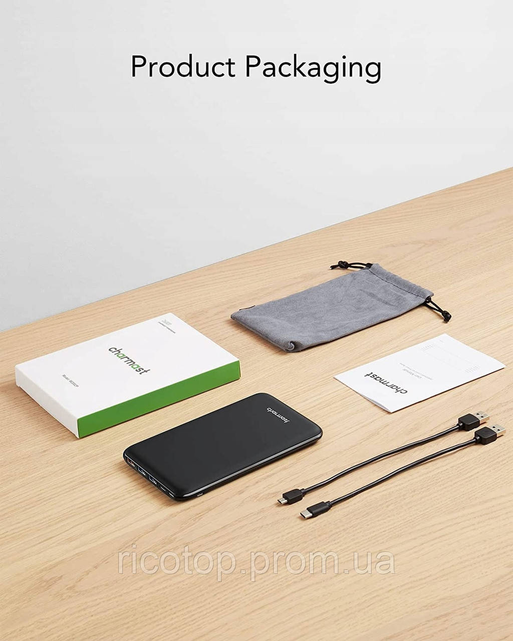 Повербанк Powerbank Charmast 26800 мА·год USB-C 18 W OUTLET чорний